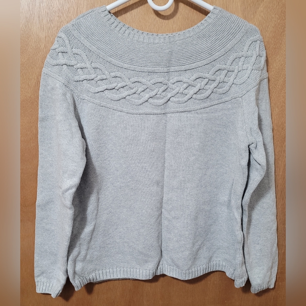 Talbots Gray Long Sleeve Knit Sweater Petite Large